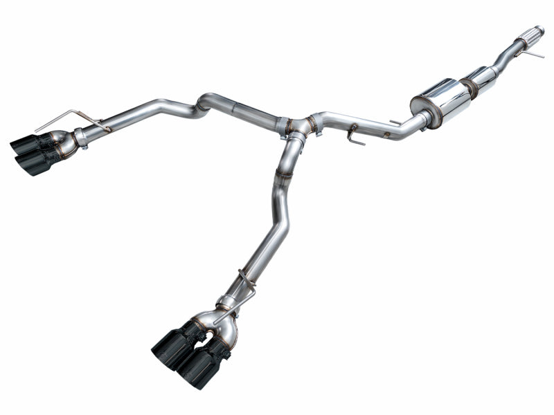 AWE Tuning 2021+ GMC Tahoe/Yukon 5.3L 0FG Split Rear Exit Catback Exhaust - Quad Diamond Blk Tips