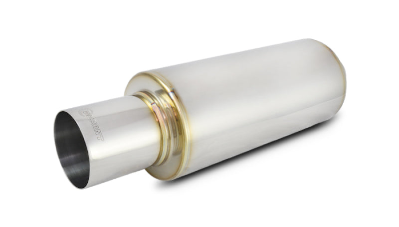 Vibrant TPV Turbo Round Muffler (17in Long) with 4in Round Tip Straight Cut - 3in inlet I.D.