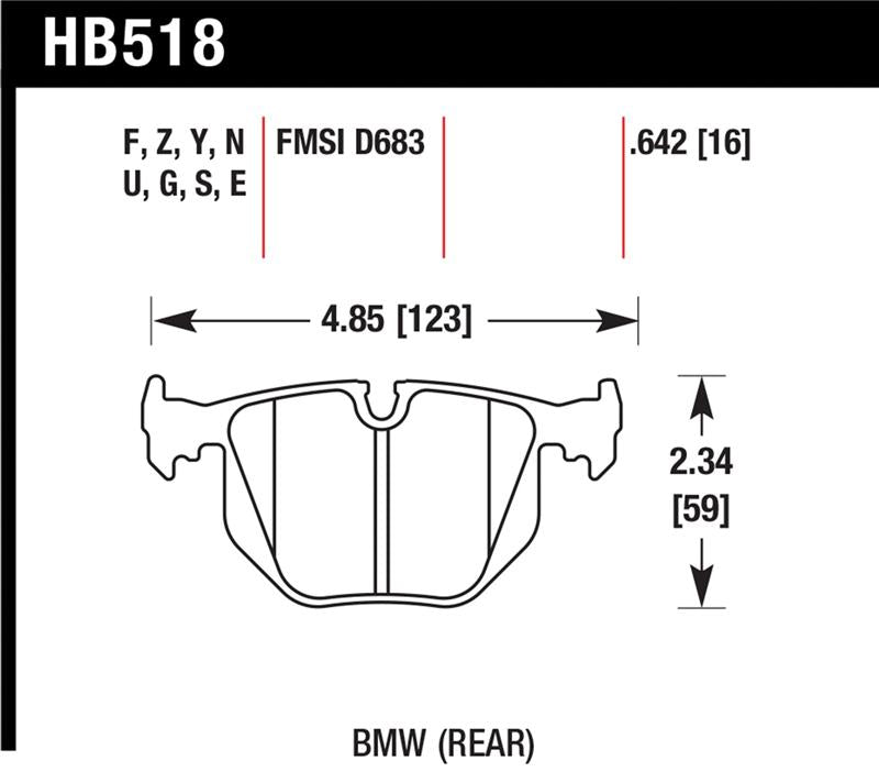 Hawk BMW 330CI/330I/330XI/525i/740i/754iL/M3/M5/X3/X5/Z4/Z8 / Range Rover HSE HT-10 Race Rear Brake