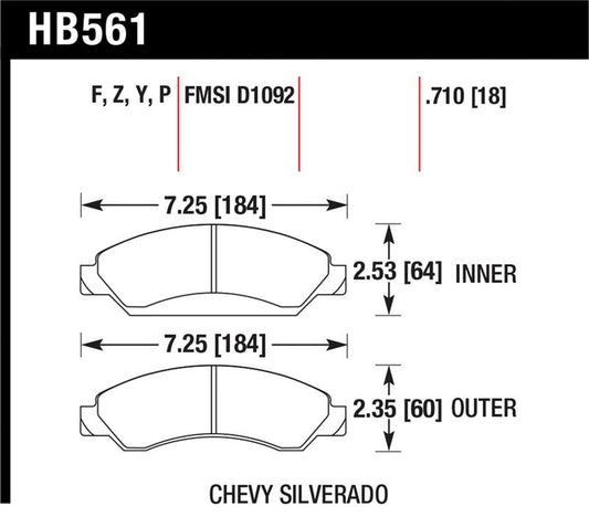 Hawk 07-08 Escalade 6.2 / 07-08 Avalanche Super Duty Front Brake Pads