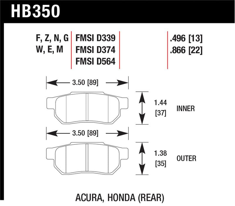 Hawk 86-01 Acura Integra LS / 99-00 Civic Coupe Si DTC-30 Race Rear Brake Pads