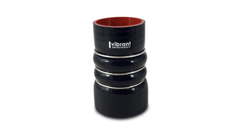 Vibrant 4 Ply Aramid Hump Hose w/3 SS Rings 2.75in ID x 6in Length - Black