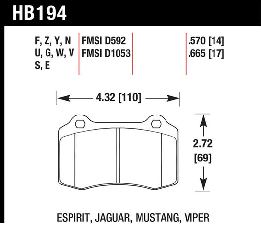 Hawk 2010 Camaro SS HPS Street Rear Brake Pads