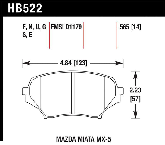 Hawk 06-14 Mazda MX-5 Miata (NC) DTC-70 Race Front Brake Pads
