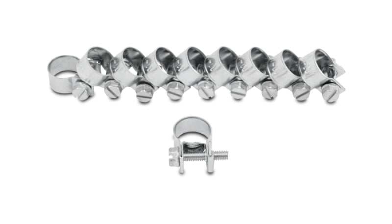 Vibrant Fuel Injector Style Mini Hose Clamps 8-10mm clamping range Pk of 10 Zinc Plated Mild Steel