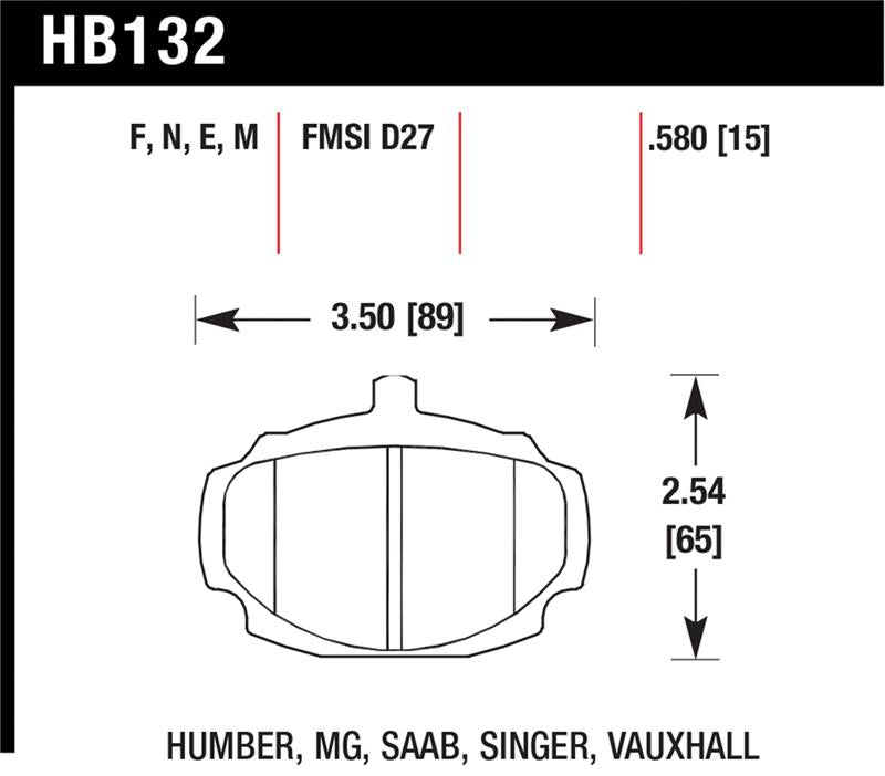 Hawk 67-80 MGB / 67-74 MGB GT Blue 9012 Race Front Brake Pads