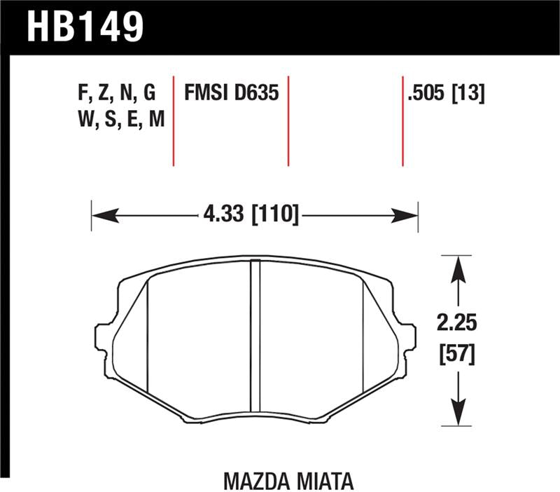 Hawk 94-97 Mazda Miata / 99-03 Miata DTC-30 Race Front Brake Pads