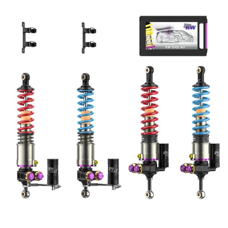 KW 04-05 Porsche Carrera GT Special Edition HLS4 V5 Coilover Kit w/ Red & Blue Springs