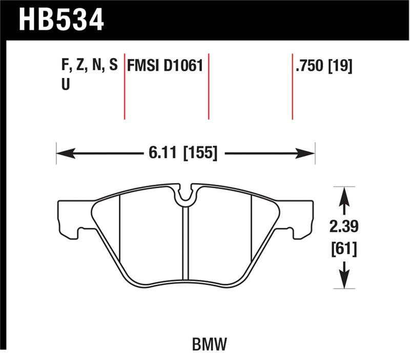 Hawk 09-11 BMW Z4 / 04-05 525I / 08-11 128I / 06 325I/325XI / 07 328I/328XI HPS Street Front Brake P