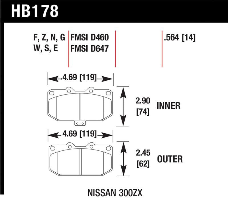 Hawk 06-07 WRX / 89-96 Nissan 300ZX / 89-93 Skyline GT-R DTC-60 Front Race Pads