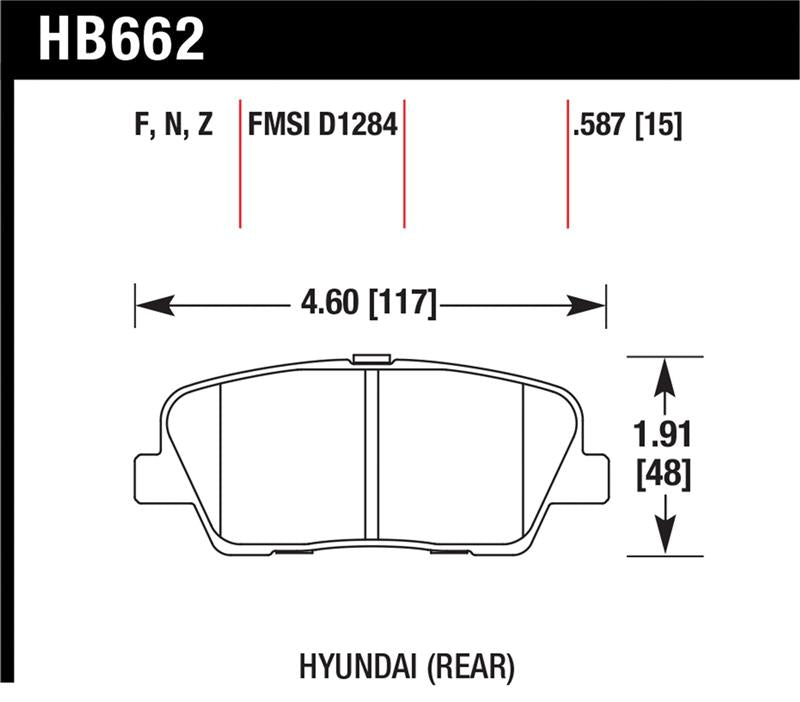 Hawk 10 Hyundai Genesis Coupe (w/o Brembo Breaks) HPS Street 15mm Rear Brake Pads