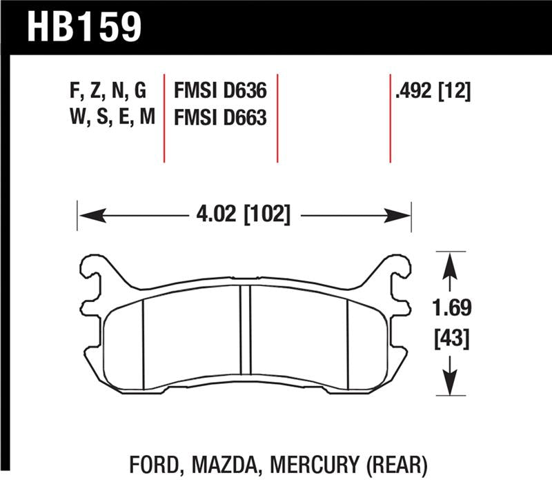 Hawk 97-02 Ford Escort/98-03 ZX2 / 94-97 & 99-05 Mazda Miata DTC-30 Race Rear Brake Pads
