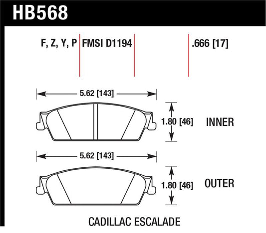 Hawk 07-08 Escalade 6.2 / 07-08 Avalanche Super Duty Rear Brake Pads