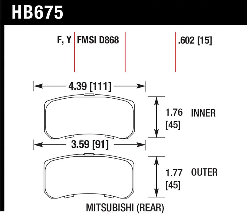 Hawk 09+ Mitsubishi Lancer Ralliart / 08+ Lancer GTS LTS Rear Brake Pads