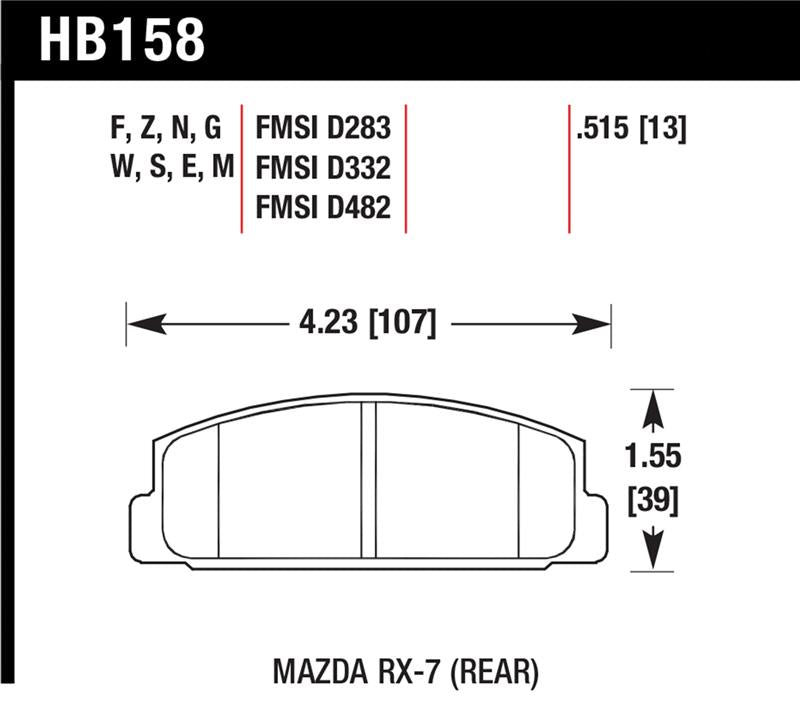 Hawk 03-05 Mazda 6 / 84-95 Mazda RX-7 DTC-30 Race Rear Brake Pads