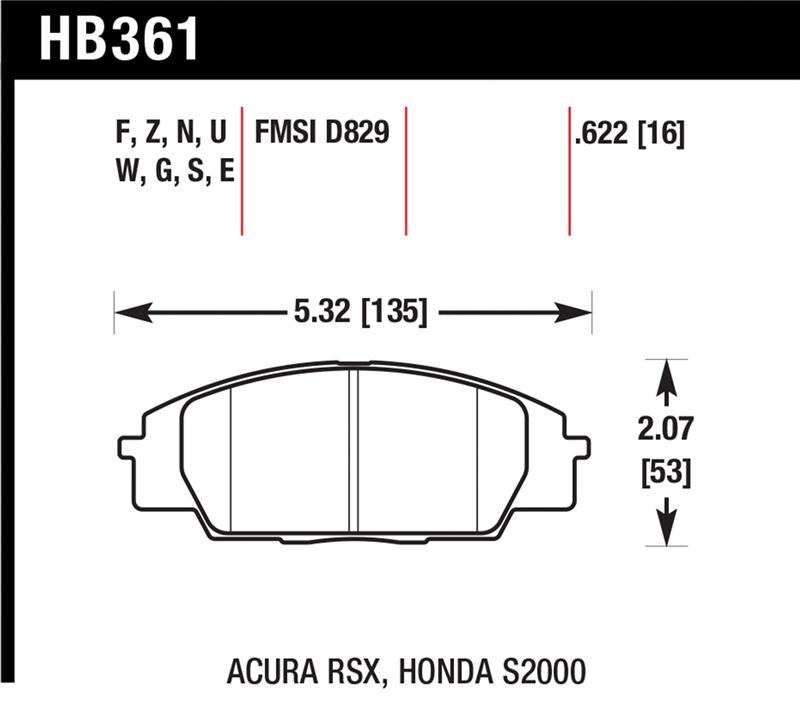 Hawk Honda S2000/Civic Type R/Acura RSX Front Race Pads Blue 9012