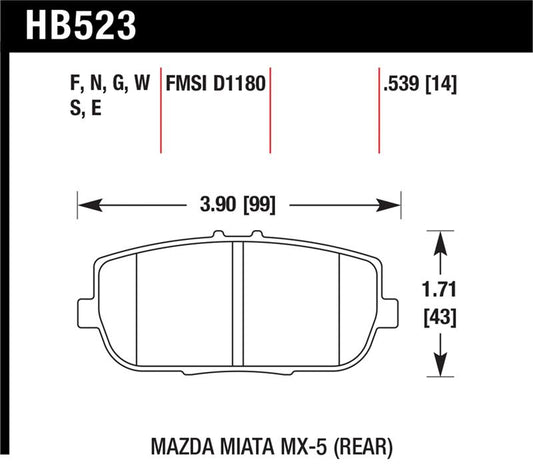 Hawk 06-16 Mazda MX-5 Miata HT-10 Race Rear Brake Pads