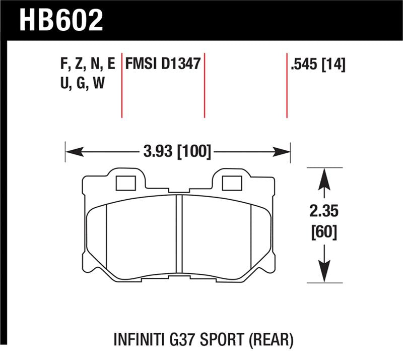 Hawk 10-12 Infiniti FX50 / 09-12 G37 / 09-13 Nissan 370Z DTC-30 Race Rear Brake Pads