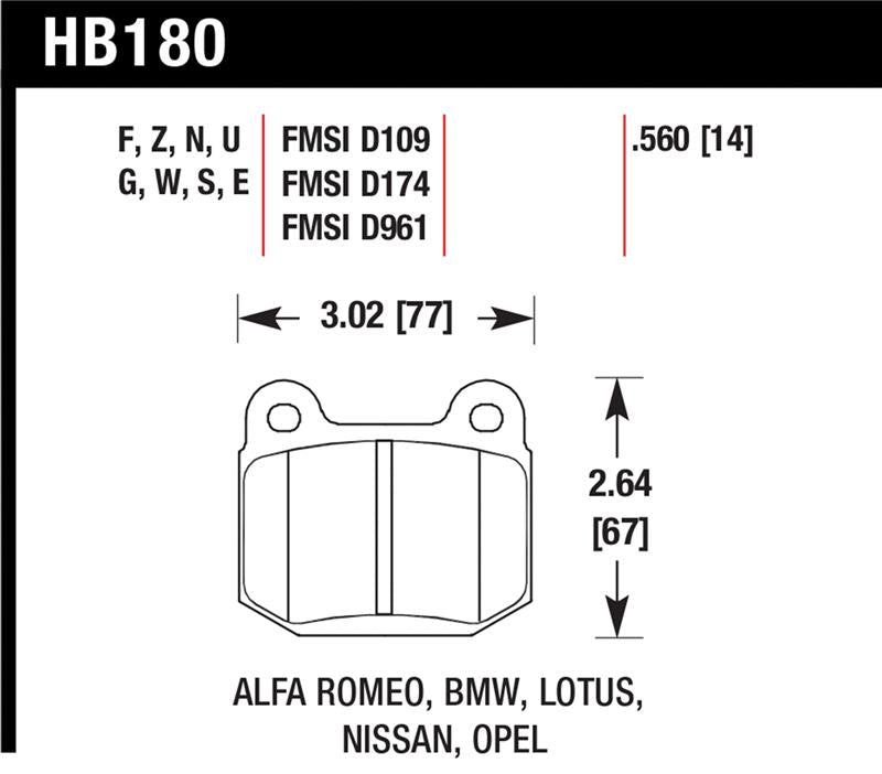 Hawk 03-06 Evo / 04-09 STi / 03-07 350z Track DTC-60 Race Rear Pads
