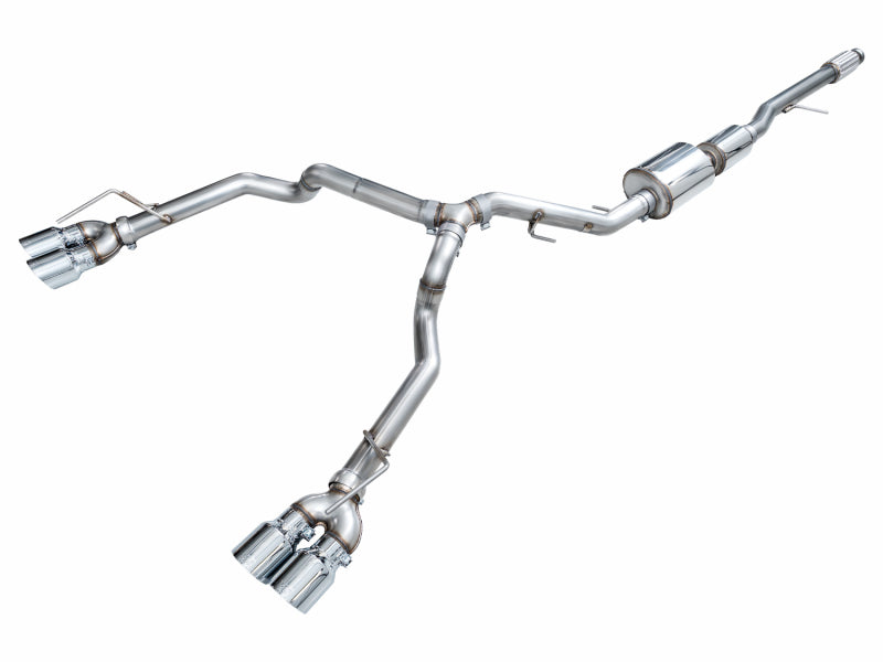 AWE Tuning 2021+ GMC Suburban/Yukon XL 5.3L 0FG Split Rear Exit Catback - Quad Chrome Silver Tips