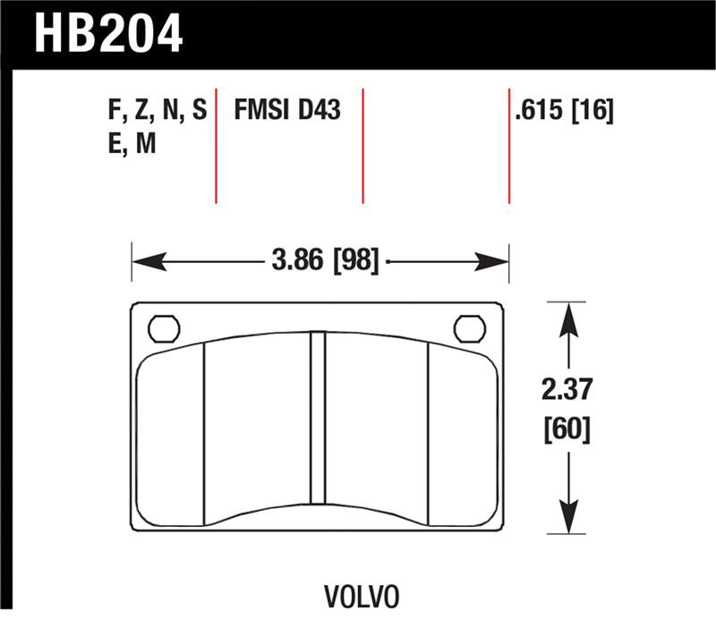Hawk 90-93 Volvo 240 / 75-89 Volvo 245 HT-10 Race Front Brake Pads
