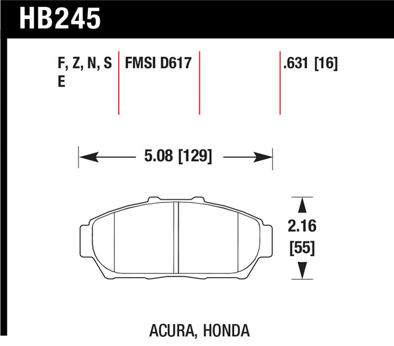 Hawk 94-01 Acura Integra (excl Type R)  DTC-60 Race Front Brake Pads