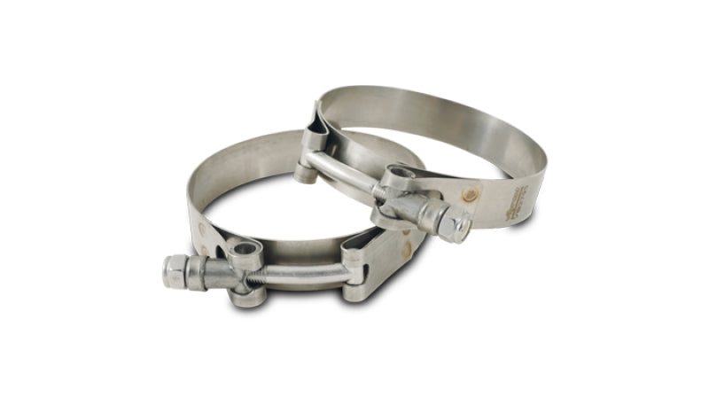 Vibrant SS T-Bolt Clamps Pack of 2 Size Range: 3.50in to 3.80in O.D. For use w/ 3.25in I.D. coupling