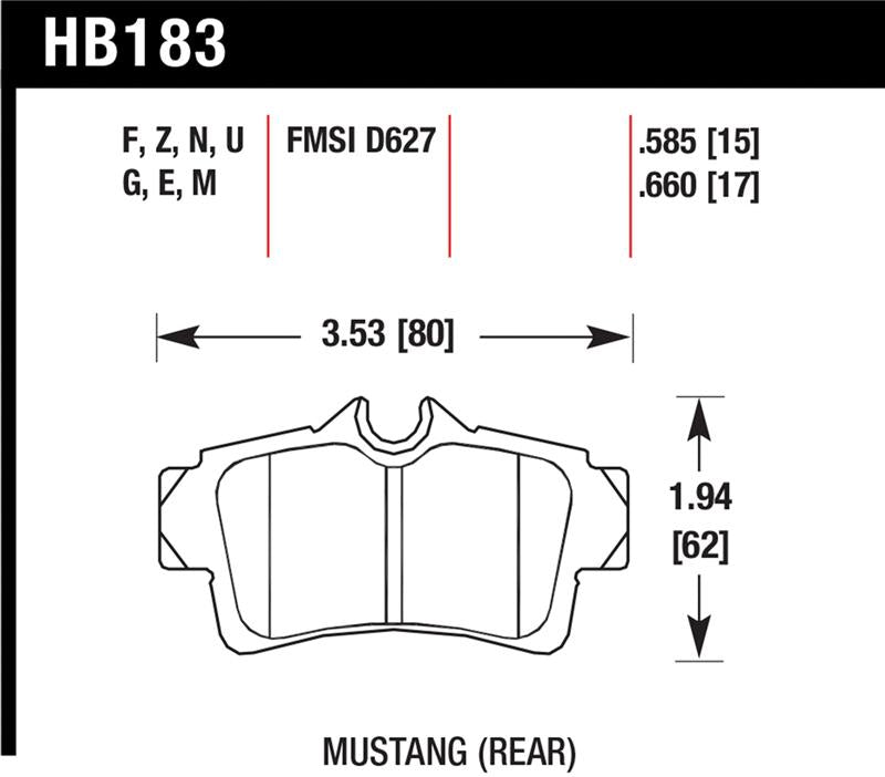 Hawk 1999-2004 Ford Mustang Base 3.8 HPS 5.0 Rear Brake Pads