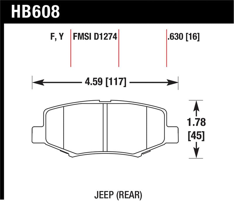 Hawk 2007-2011 Dodge Nitro R/T HPS 5.0 Rear Brake Pads