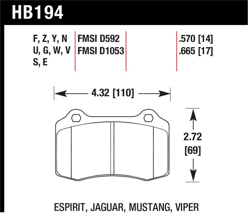 Hawk 2010 Camaro SS DTC-70 Race Rear Brake Pads