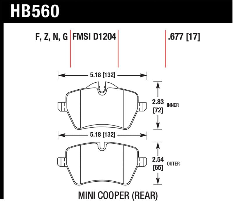 Hawk 06-15 Mini Cooper DTC-60 Race Front Brake Pads