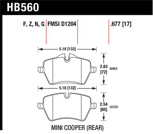 Hawk 06-15 Mini Cooper DTC-60 Race Front Brake Pads