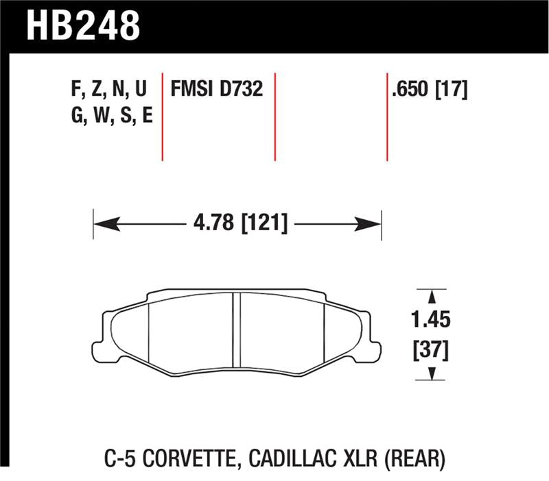 Hawk 97-06 Corvette (incl C5 Z06) HPS Street Rear Brake Pads