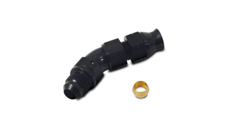Vibrant 45 Degree 3/8in Tube to Male -6AN Flare Adapter w/ Olive Inserts