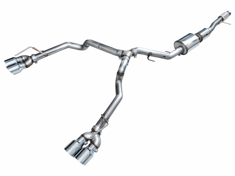 AWE Tuning 2021+ GMC Tahoe/Yukon 5.3L 0FG Split Rear Exit Catback Exhaust - Quad Chrome Silver Tips