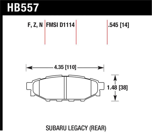 Hawk 08 WRX Rear HPS Street Brake Pads