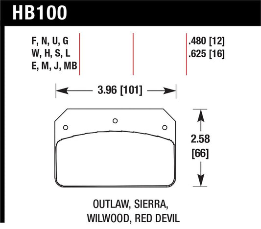 Hawk Wilwood Dynalite Caliper 12mm Street DTC-60 Brake Pads