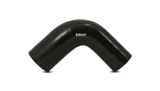 Vibrant 1.25in ID x 1.5in ID x 4in Long Gloss Black Silicone 90 Degree Transition Elbow