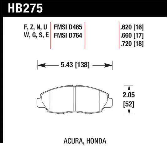Hawk 98-00 Civic Coupe Si/01-06 Civic DX/EX/GX/HX/LX (Non Hatchback) HPS Street Front Brake Pads