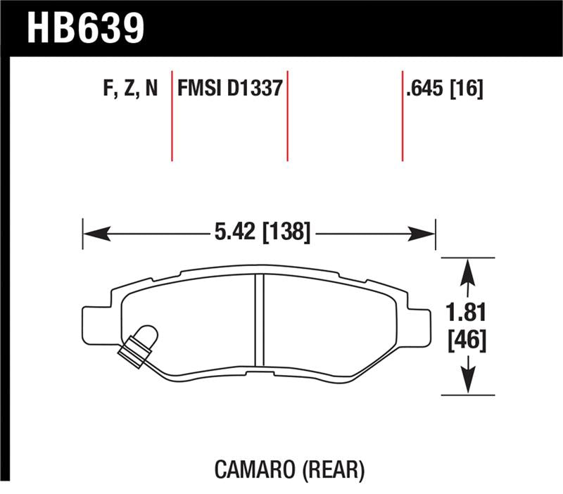 Hawk 10-15 Chevrolet Camaro 3.6L / 08-14 Cadillac CTS (w/JE5/J55 Brakes) DTC-60 Race Rear Brake Pads