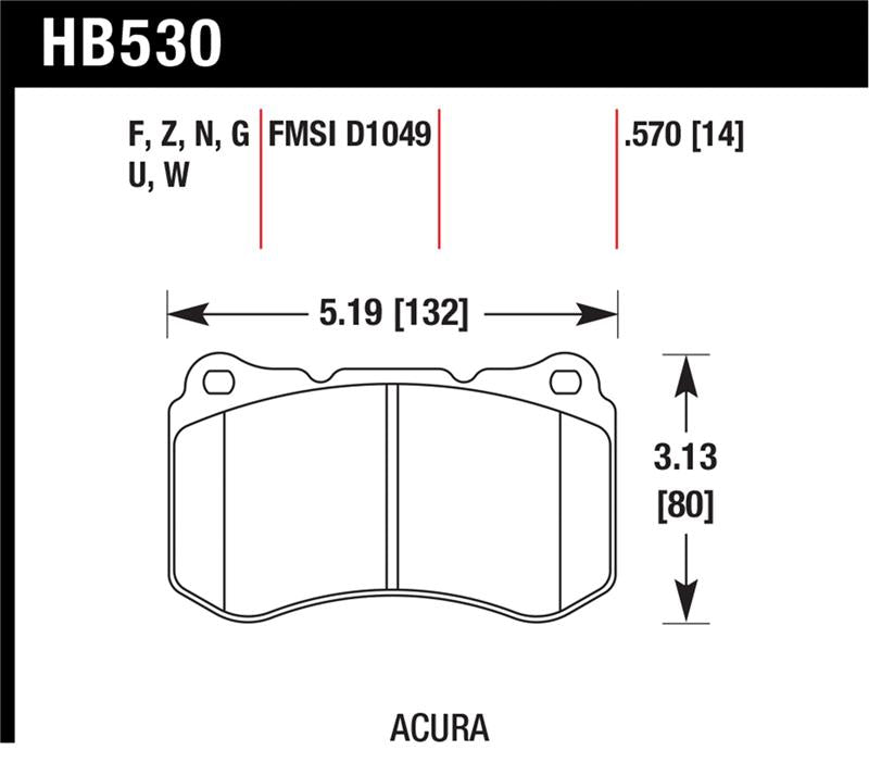 Hawk 07-08 Acura TL Type S DTC-30 Race Front Brake Pads