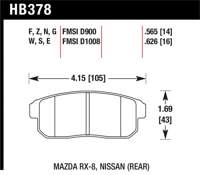Hawk 03-06 Sentra Spec V. HPS Street Rear Brake Pads