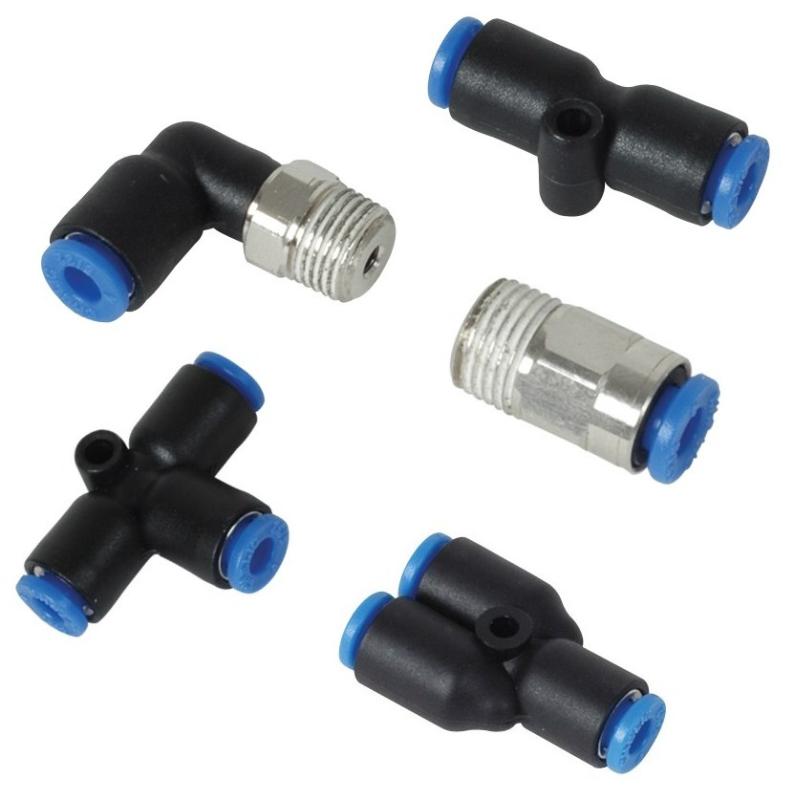 Vibrant Male Elbow Pneumatic Vacuum Fitting (1/8in NPT Thread) - for use with 1/4in (6mm) OD tubing