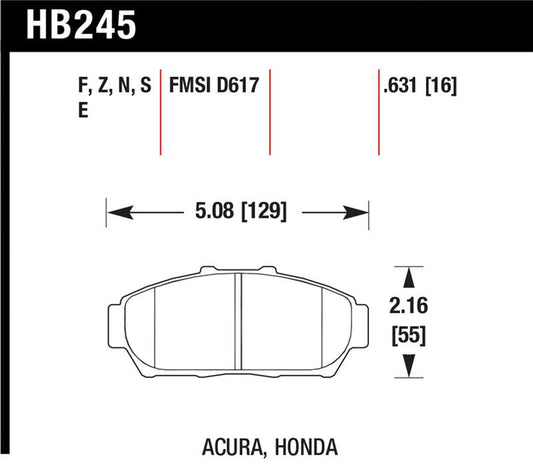 Hawk 94-01 Acura Integra (excl Type R)  Blue 9012 Race Front Brake Pads