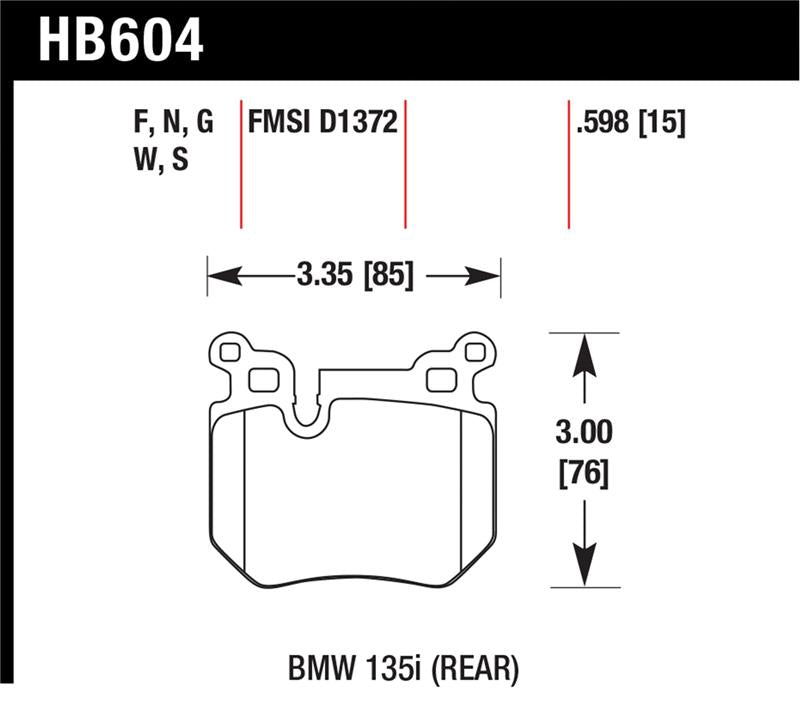 Hawk BMW 135i DTC-60 Race Rear Brake Pads