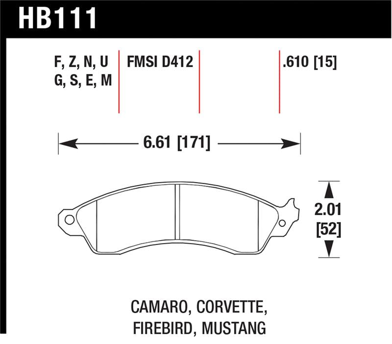 Hawk 94-04 Mustang Cobra / 88-95 Corvette 5.7L / 88-92 Camaro w/ Hvy Duty Brakes Front DTC-70 Pads