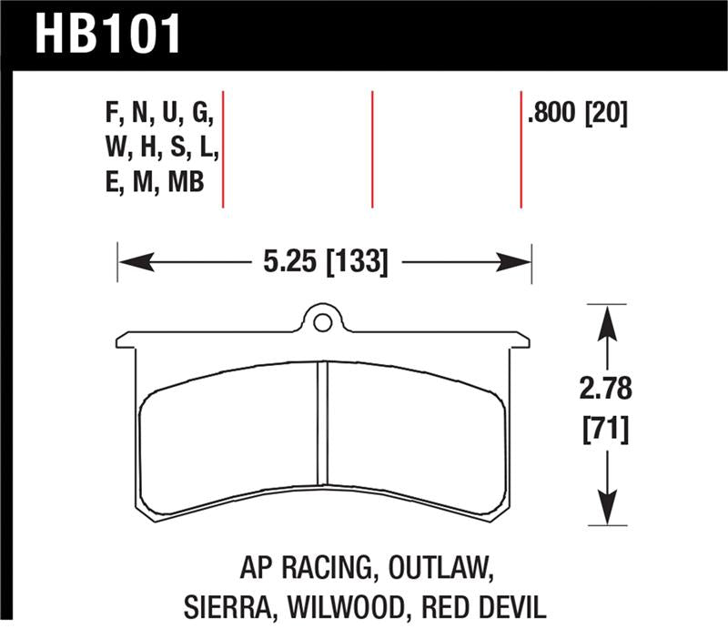 Hawk Aerospace Components / AP Racing / Brakeman / CNC / Coleman / Outlaw DTC-60 Race Brake Pads