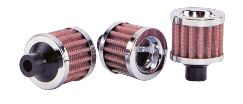 Vibrant Crankcase Breather Filter w/Chrome Cap 2 1/8in 55mm Cone ODx2 5/8in 68mm Tallx3/4in 19mm ID