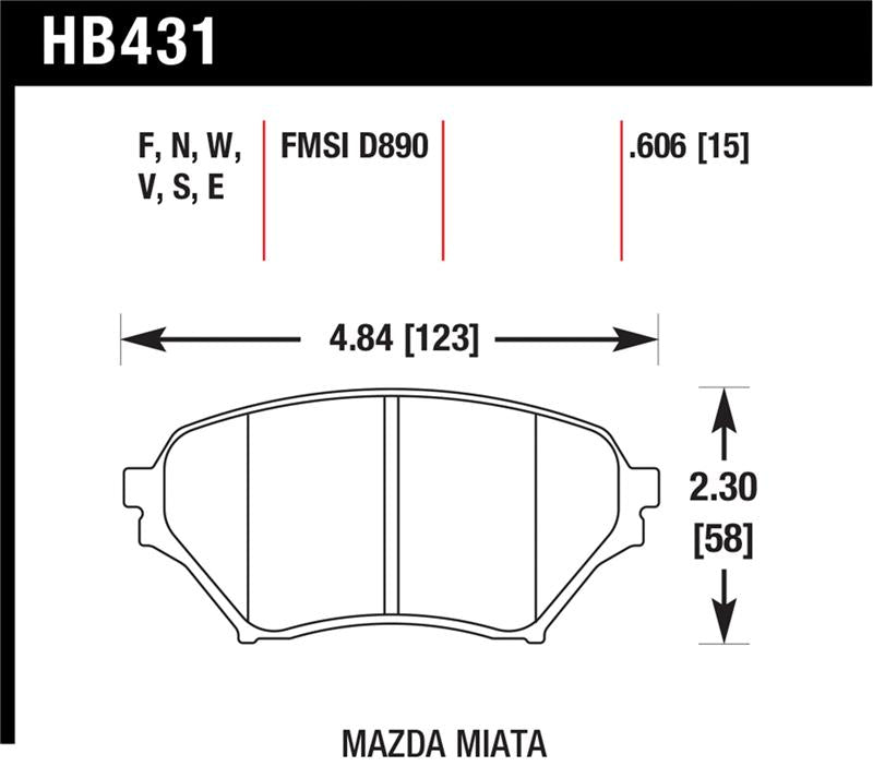 Hawk 01-05 Miata w/ Sport Suspension Blue 9012 Front Brake Pads D890