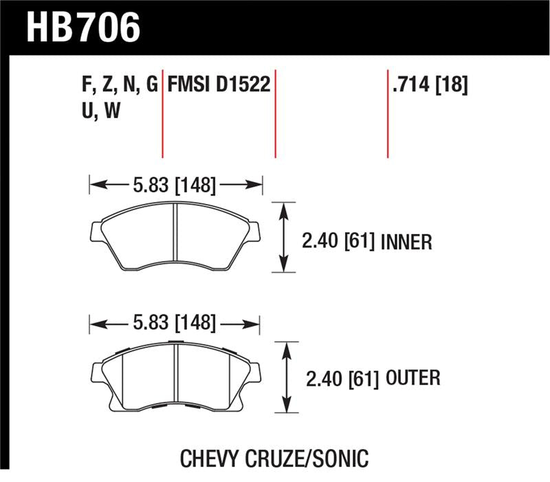 Hawk 11-12 Chevy Cruze Eco/LS/1LT/2LT/LTZ / 12 Sonic LS/LT/LTZ HP Plus Front Street Brake Pads